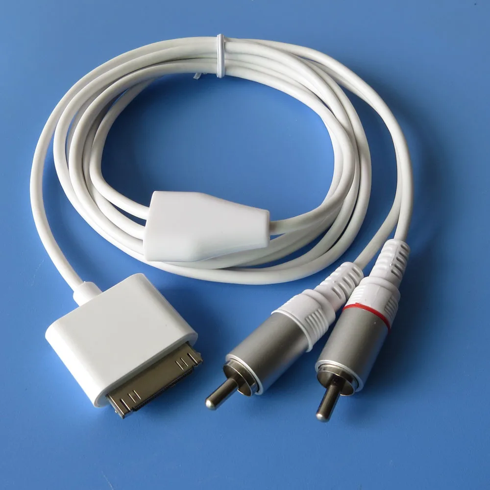 30 pins Male jack Cable to 2 RCA Male Audio adapter Headphone Splitter Aux Cable for Speaker Amplifier for iPad 3 4 Composite AV