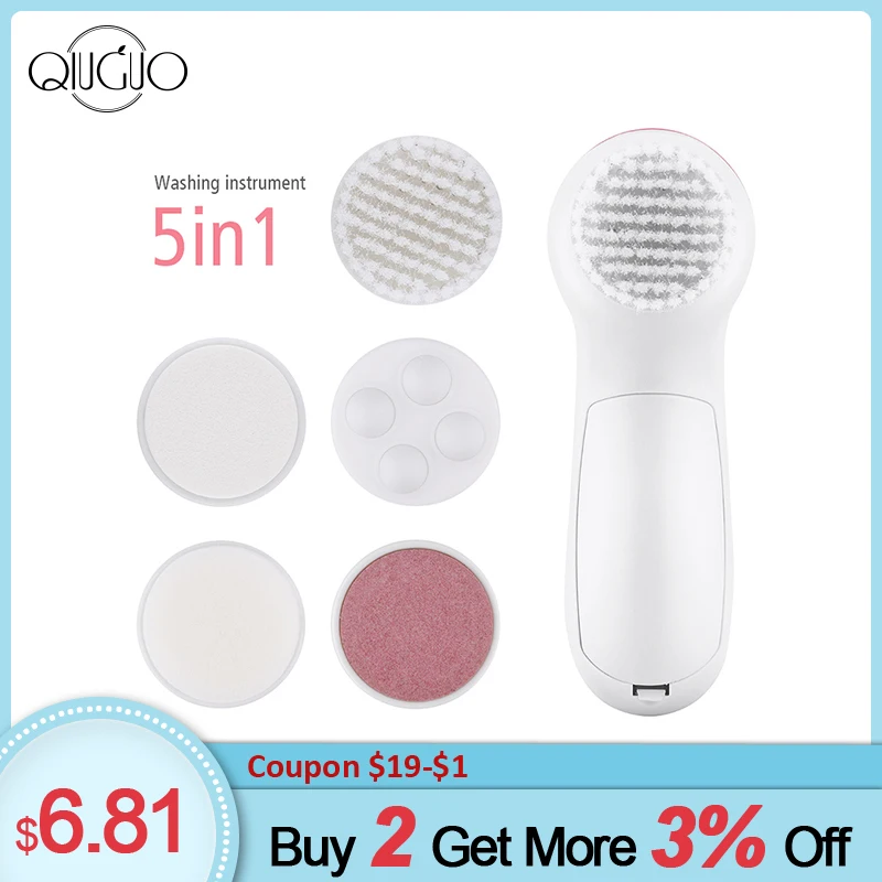 

Ultrasonic Face Cleansing Brush 5 in 1 Facial Skin Pore Cleaner Beauty Massager Face Washing Brush Facial Cleanser Tool