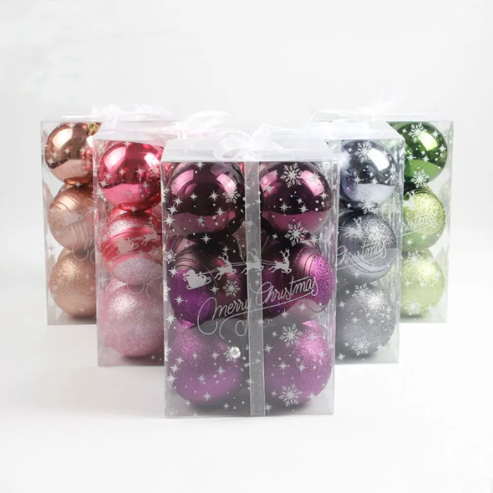 12PCS Glitter Christmas Baubles Xmas Tree Ornament Ball Christmas Decor 60 mm