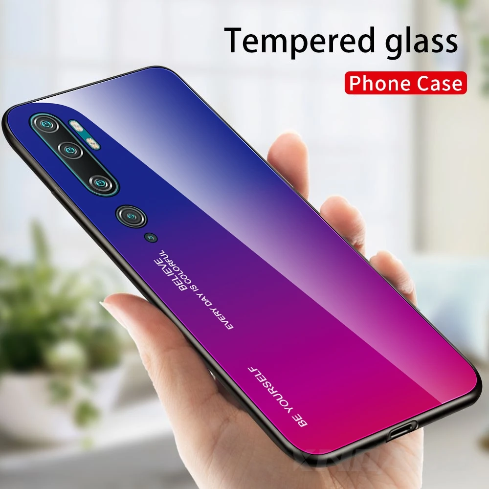 Для Xiaomi mi Note 10 Pro Чехол из закаленного стекла градиентный защитный чехол для CC9 e Red
