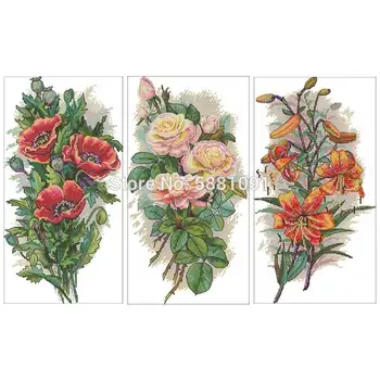 

Red poppy lily rose flower Counted Cross Stitch 11CT 14CT 18CT DIY Cross Stitch Kits Embroidery Needlework Sets home decor
