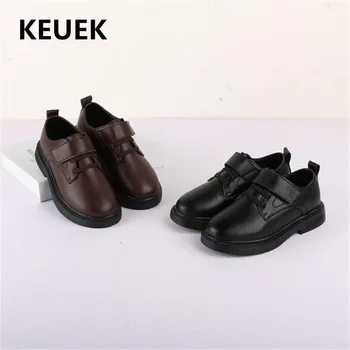 

New Spring/Autumn Dress Shoes Student Boys Moccasins Casual Black Leather Shoes Toddler Children Baby Kids Flats 03