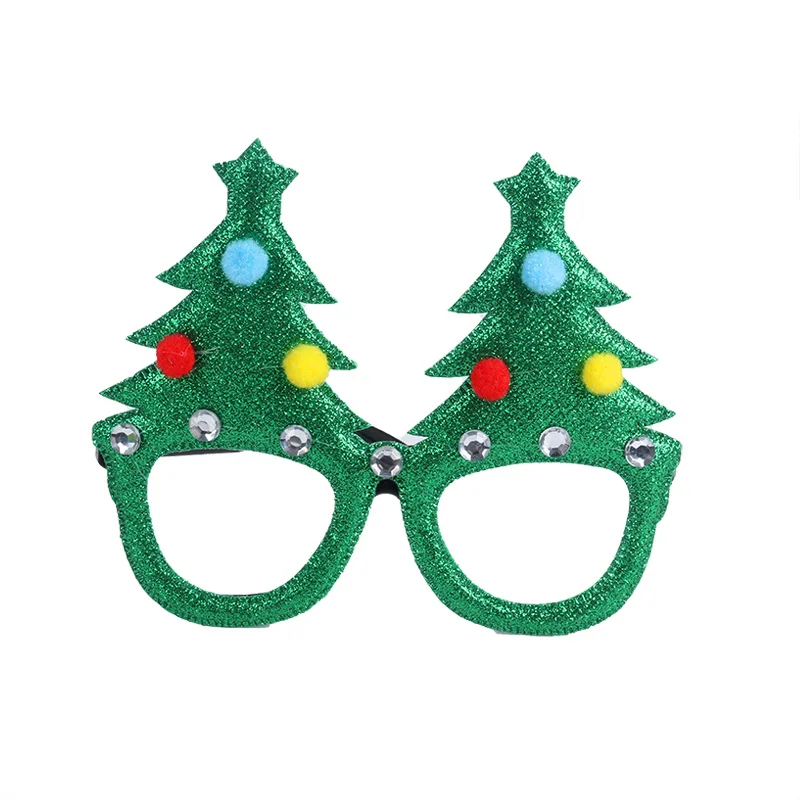 Christmas Costume Merry Christmas Tree Reindeer Horn Snowflake LED Hat Glasses Headband Christmas Decorations for Home Gift Noel - Color: 1pcs glasses