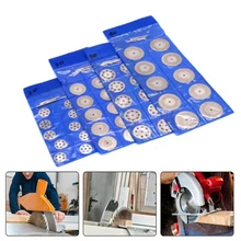 10x mini disco de corte para acessórios rotory roda de moagem diamante rotativo circular lâmina serra abrasiva disco diamante + 2 eixo