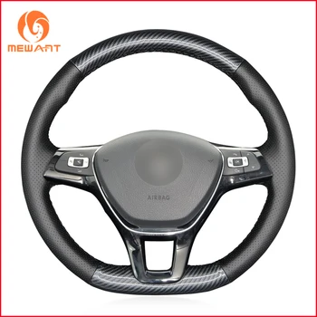 

MEWANT Black PU Carbon Fiber Car Steering Wheel Cover for Volkswagen VW Golf 7 Mk7 New Polo Jetta Passat B8 Tiguan Sharan