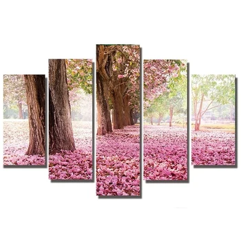 

5Pcs Combinations diy diamond painting 5d full square landscape embroidery pink flowers trees Rhinestone gift for home decor