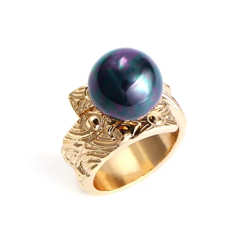 

Say Hello Ethnic Hawaii Polynesian Style Finger Rings for Women Men Grey Imitation Pearl Ring Couple Gift Jewelry Size8 12 K6102