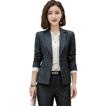 

Autumn Winter Woman Professional Formal Women Pants Suit Work Black Business Wear Plus Size Notched Ladies Suits Fashionable