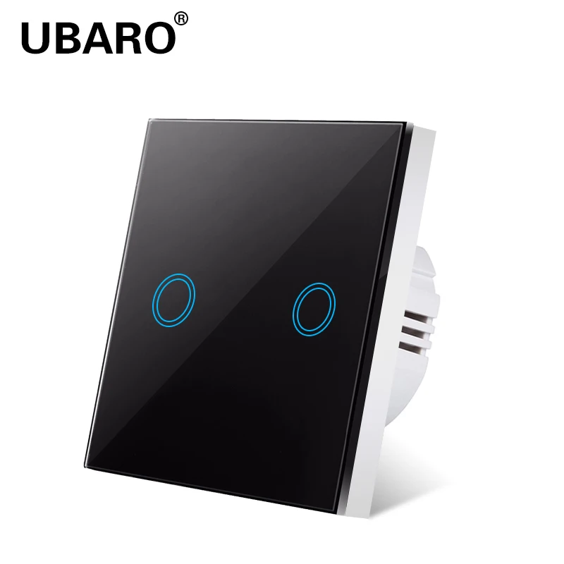 Interrupteur tactile UBARO norme ue/royaume-uni commutateurs sensibles en verre cristal trempé interrupteur Led mural Ac100-240v 1/2/3Gang