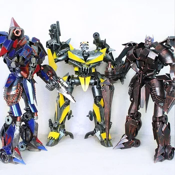 

American Pure Metal Crafts Car Robot Statue Bumblebee Megatron Terminator Multiple Robots Sculpture Home Decor Birthday Gift
