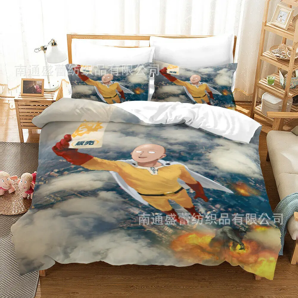ONE PUNCHMAN Duvet Cover & Pillowcase 3D μ  ħ Ʈ 2/3 Pcs  ü  ŷ  ̺ Ŀ Ȩ 