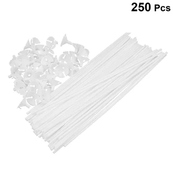 

250pcs Balloon Sticks with Cups Durable Plastic White Balloons Sticks Balloon Holders for Birthday Anniversary Holidays