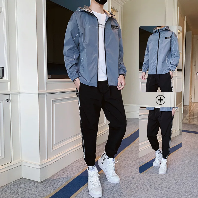 

Autumn Leisure Suit Men's Popular Brand Sports Two-Piece Set Handsome a Set of Clothes Hoodie Trend Korean-style Coat Slim Fit