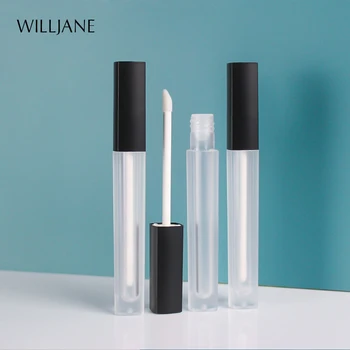 

Wholesale 4.5ml Frosted Lip Gloss Tube Empty Lip Balm Container with Black Lid Square Lipgloss Refillable Bottles Makeup Tools