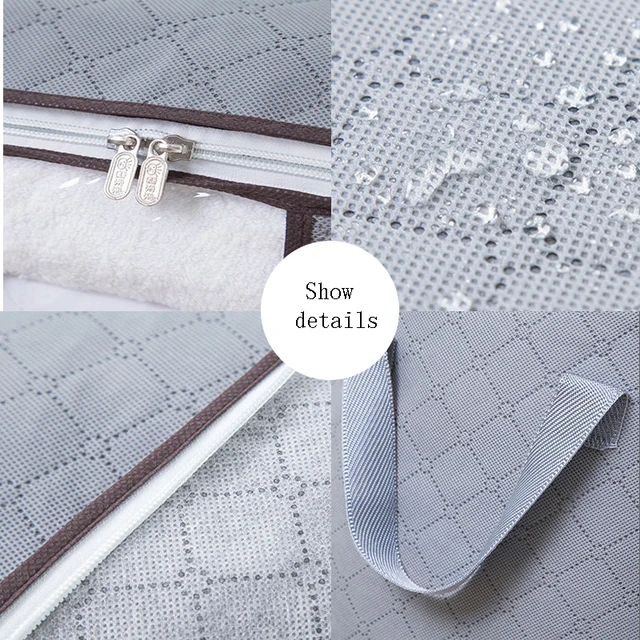 Quilt Tároló Táska Fedéllel, Összecsukható Porálló Doboz, Nagy Kapacitású Tárolózsák Ruhákhoz, Szekrény És Alsó Ágy - Image 5