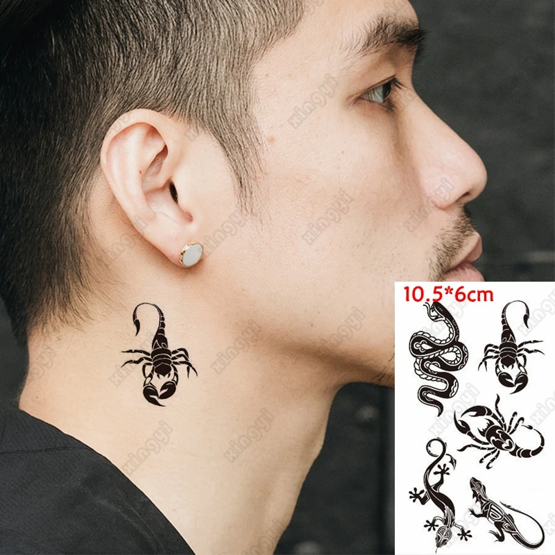 Temporary Tattoo Sticker Waterproof 3D Scorpion Bird Fish Animal Face
