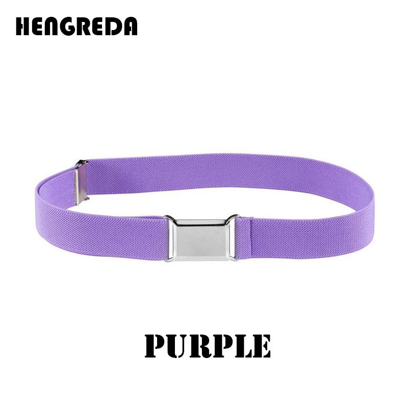 Purple Холщовый ремень для мальчиков, детский модный ремень с пряжкой из сплава для мужчин, регулируемые эластичные детские ремни, 11 цветов, 77*2,5 см - Цвет: Purple