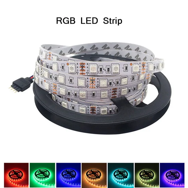 12 В постоянного тока RGB Светодиодная лента водонепроницаемый светильник RGB белый/RGB теплый белый гибкий Декор 5050 SMD Светодиодная лента с контроллером - Испускаемый цвет: RGB LED Strip