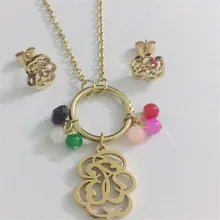 Комплект ювелирных изделий с медвежонком из нержавеющей стали медвежьи серьги ожерелье кулон комплект ювелирных изделий часть Аксессуар бусины Очаровательные Красивые острые ювелирные изделия подарок