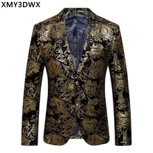 Жаккардовый жакет для мужчин осенний цветочный узор мужской блейзер с печатью 5XL Slim Fit для сцены выпускного вечера блейзеры для мужчин