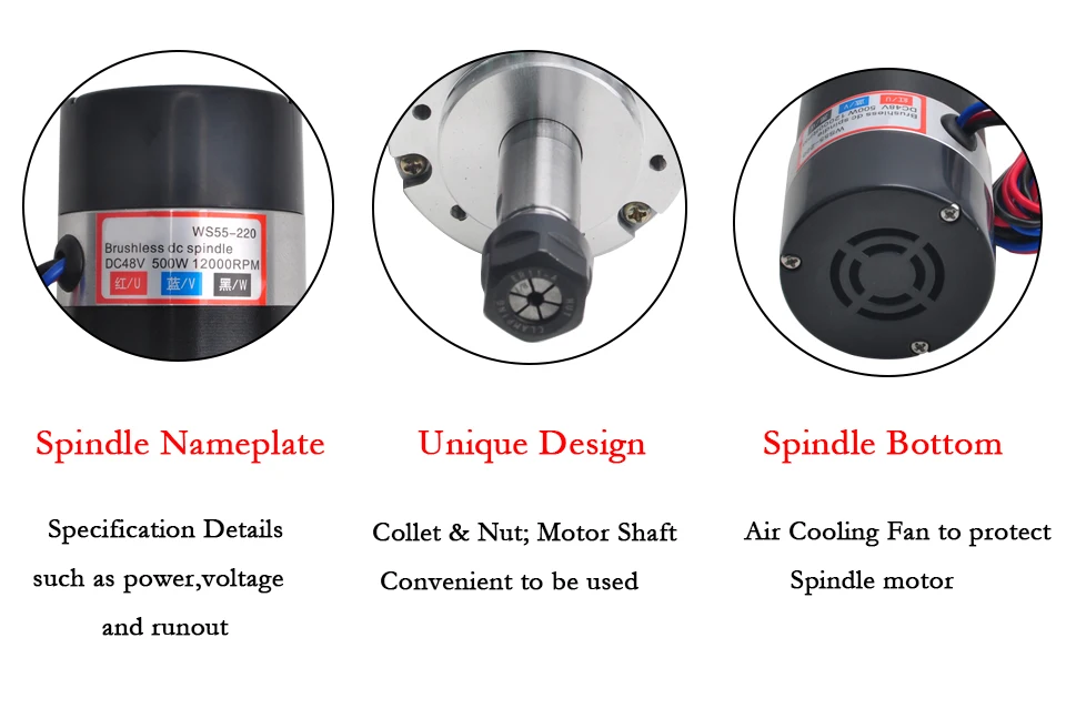 Шпиндель 500 кВт двигатель ER11/ER16 DC бесщеточный шпиндель+ 55 мм CNC зажим+ Драйвер шагового двигателя+ блок питания для гравера фрезерования