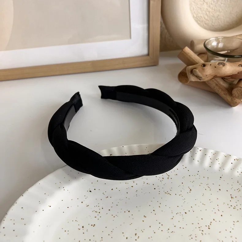 banana hair clips Black Winter Autumn Women Wide Hairband Padded Pearl Cross Fashion Headband Girls Headwear Korean Hair Hoop Bands Accessories hair clips for long hair Hair Accessories