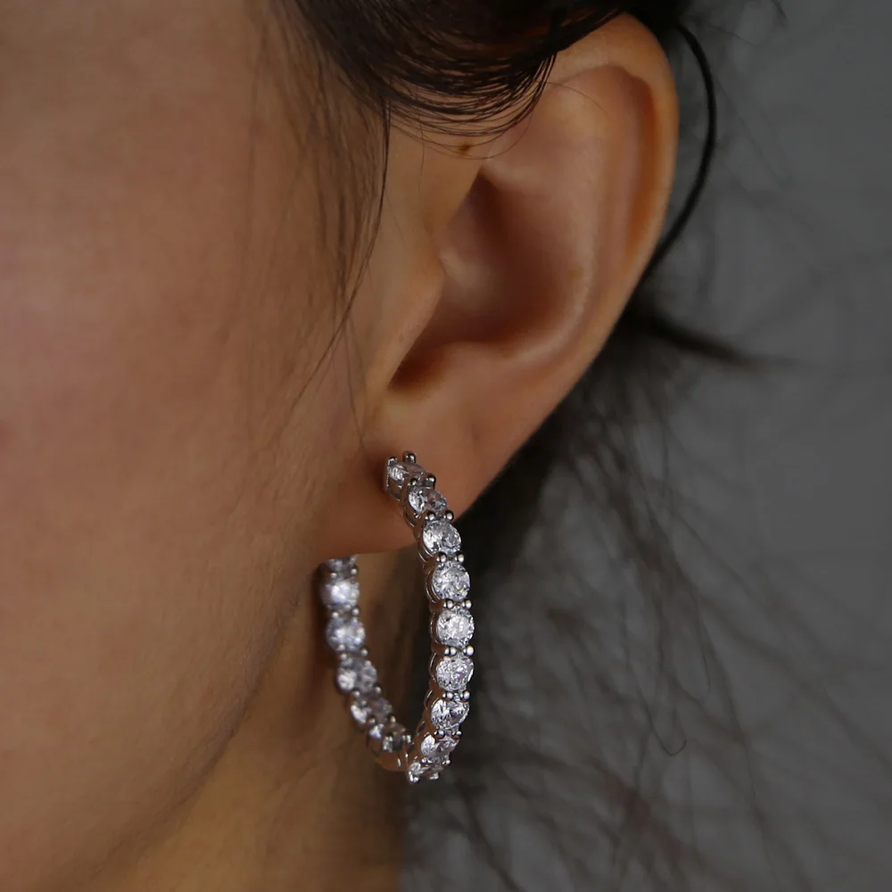 Sparking bling cz Huggie hoop earring for women icedd out bling 5A cubic zirconia cz hoop jewelry