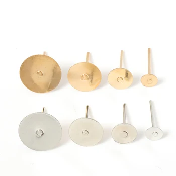 

200pcs Blank Earring Stud Base Cabochon Cameo Base Fit 3 4 6 8 10 mm Flat Earring Settings For DIY Jewelry Making