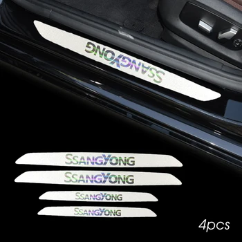 

4pcs Scratch-resistant flowers Reflective sticker for car welcome pedal for Ssangyong kyron rexton Car Accessories