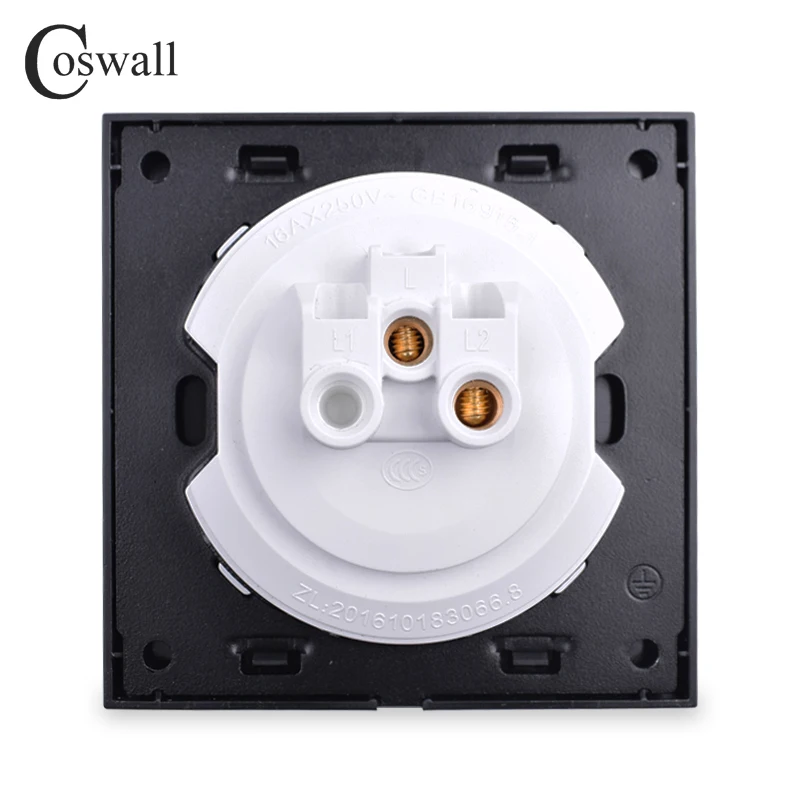 Coswall 1 комплект 1 способ случайный щелчок вкл/выкл настенный светильник с Светодиодный индикатор закаленное стекло панель 16A серый