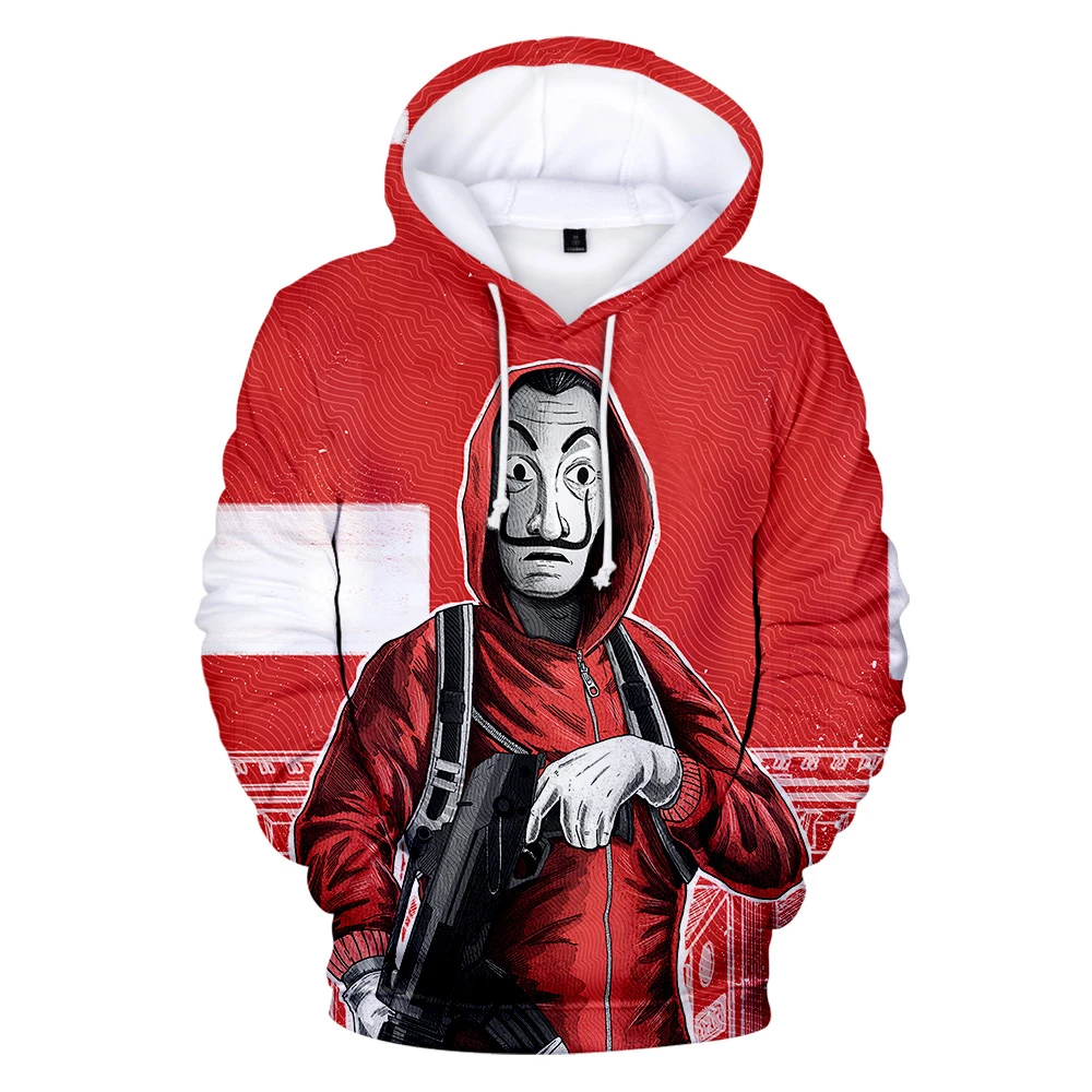 3D толстовки с капюшоном Толстовка с принтом ТВ серии La casa de papel Money Heist House of paper Мужская/Женская известная брендовая одежда