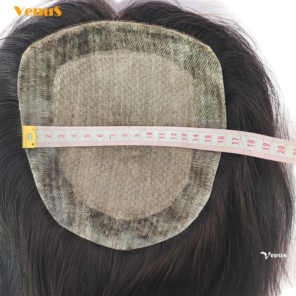16x18cm Human Hair Big Topper 2cmPU+Breathable Net Silk Skin Base Toupee For Women Natural Hair Half Wig 6.4\'\'x7.2\'\' Hairpieces