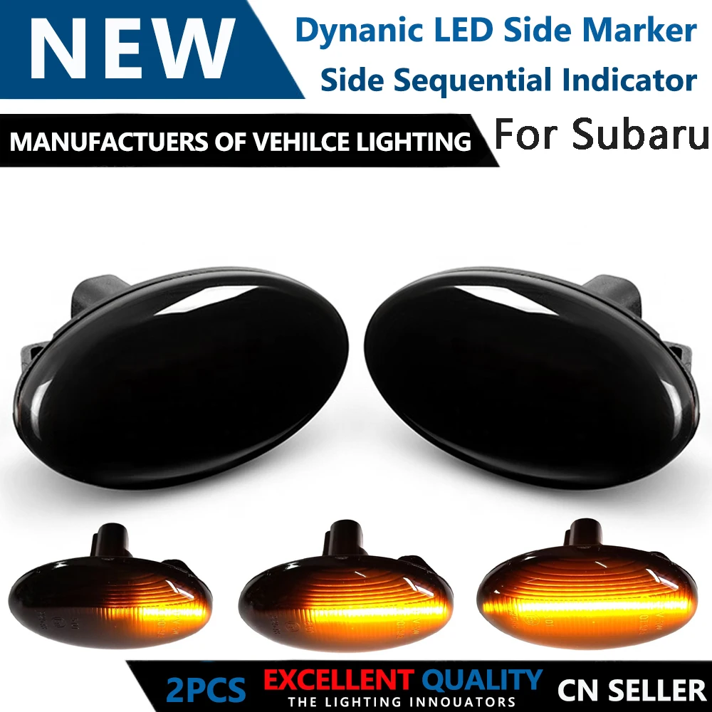 

Pair Dynamic Led Side Marker Turn Signal indicator Sequential blink Light lamps For Subaru Impreza WRX Sti Forester Liberty