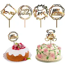 5 スタイルアクリルケーキトッパーカラフルなケーキ挿入カードハッピーバースデーウェディングケーキスタンド装飾耐熱皿(China)