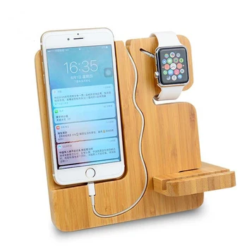 

Multifunctional Portable Wooden Mobile Phone Bracket Holder For Smart Phones / Apple Watch Mobile Phone Stand Holder