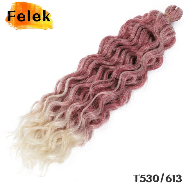 Ocean Wave Braiding Hair Extensions Crochet Braids Synthetic Hair Hawaii Afro Curl Ombre Curly Blonde Water Wave Braid For Women T530-613