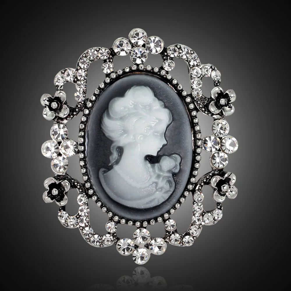 

Vintage Style Queen Head Portrait Brooch Pin Cameo Elegant Brooches For Women Bridal Antique Wedding Bouquet Jewelry AF044