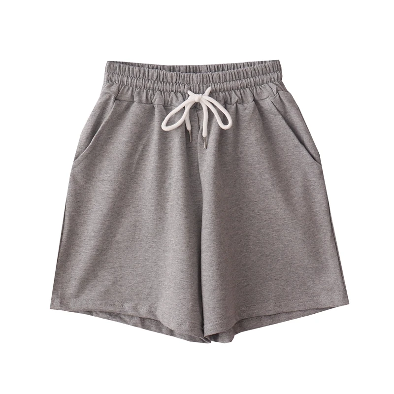 Summer Harajuku Fashion Women Sports Shorts Loose Elastic Waist Girls Casual Sweat Gym Running Wide Leg Short Pants White Black