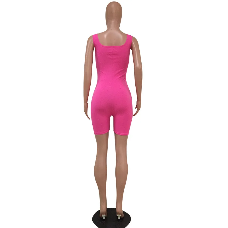 Yooneedi Summer Design Casual Women Playsuits 4 Color Style O-neck Sleeveless Ladies Rompers MZ-8213