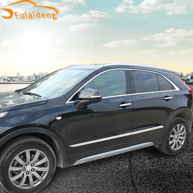 4 шт. для Cadillac XT4- нержавеющая сталь хромированная Боковая дверь Корпус нижняя полоса крышка отделка автомобиля Стайлинг Аксессуары