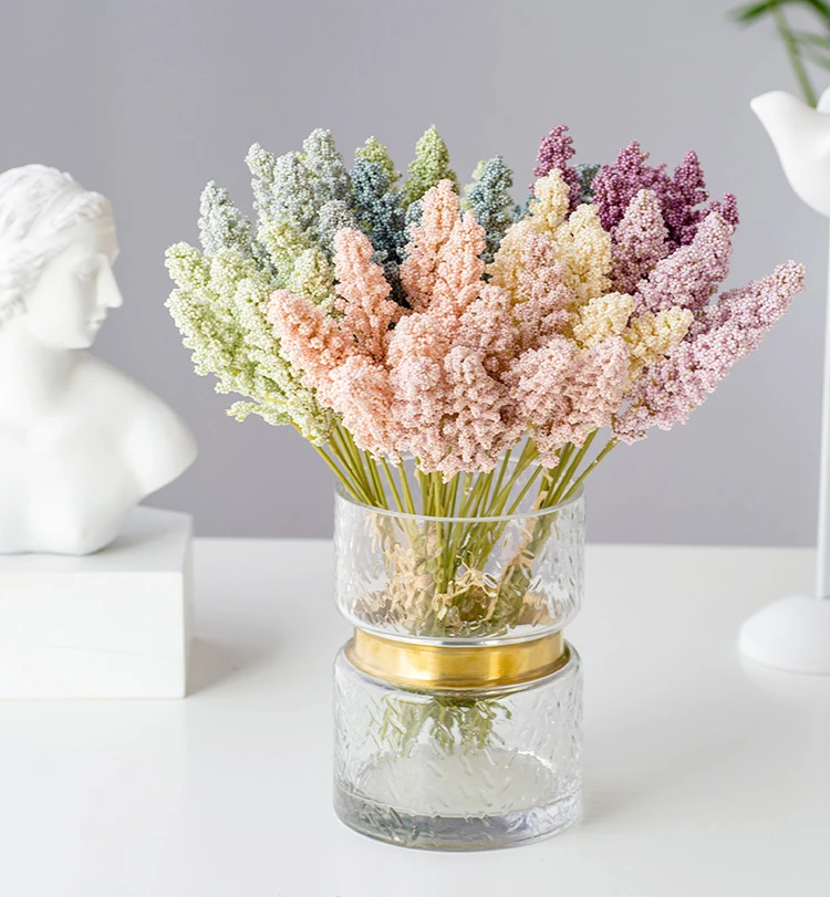 JAROWN Artificial Spikelet Flower Grass DIY Wedding Bouquet Home Decoration Fake Flowers Arrangement Flower Material Yonago (14)