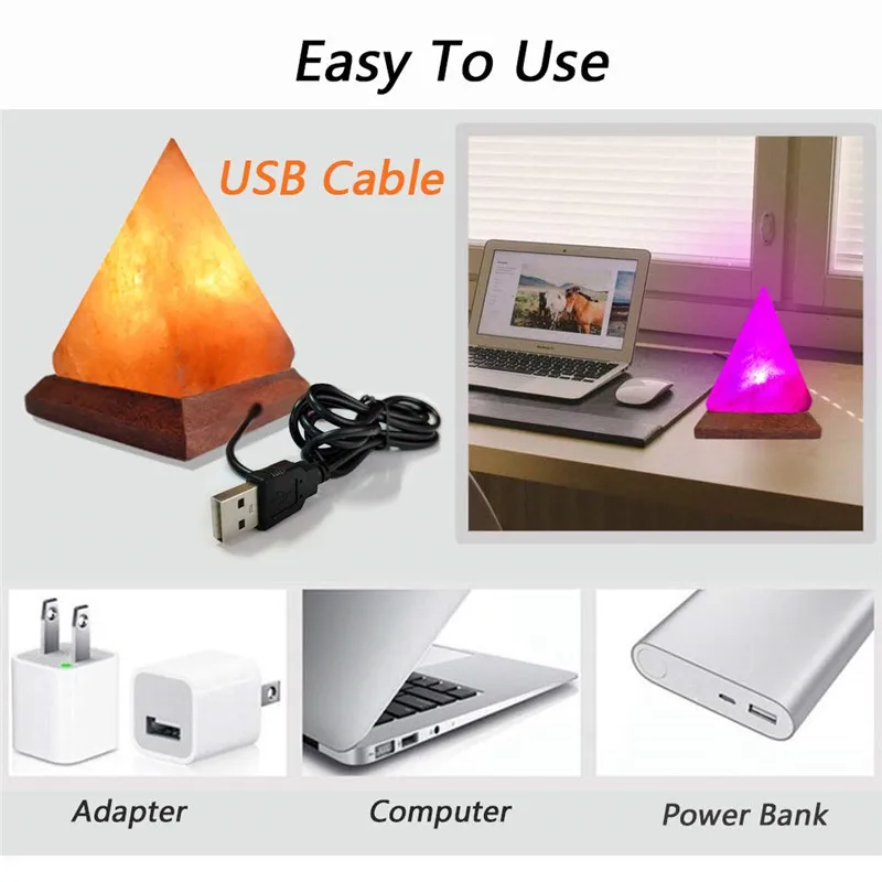 ASTRORA USB Himalayas соляная лампа для очистки воздуха RGB круглая натуральная Пирамида соляная Хрустальная каменная лампа деревянная основа красочный светильник
