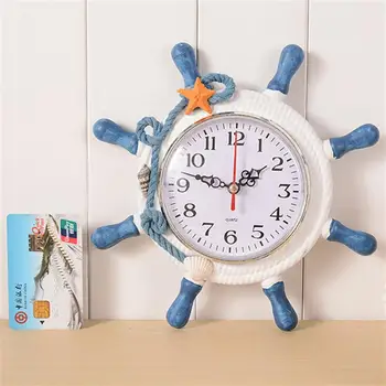 

Mediterranean Wall Clock With Rope Rudder Shape Clock Decor Ticking Silent Quartz Clock Wall Art Decoration Home Decor