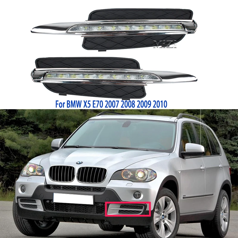 

2pcs ABS LED DRL daylight For BMW X5 E70 2007 2008 2009 2010 Daytime Running Lights Day light Fog Lamp Cover Car-Styling
