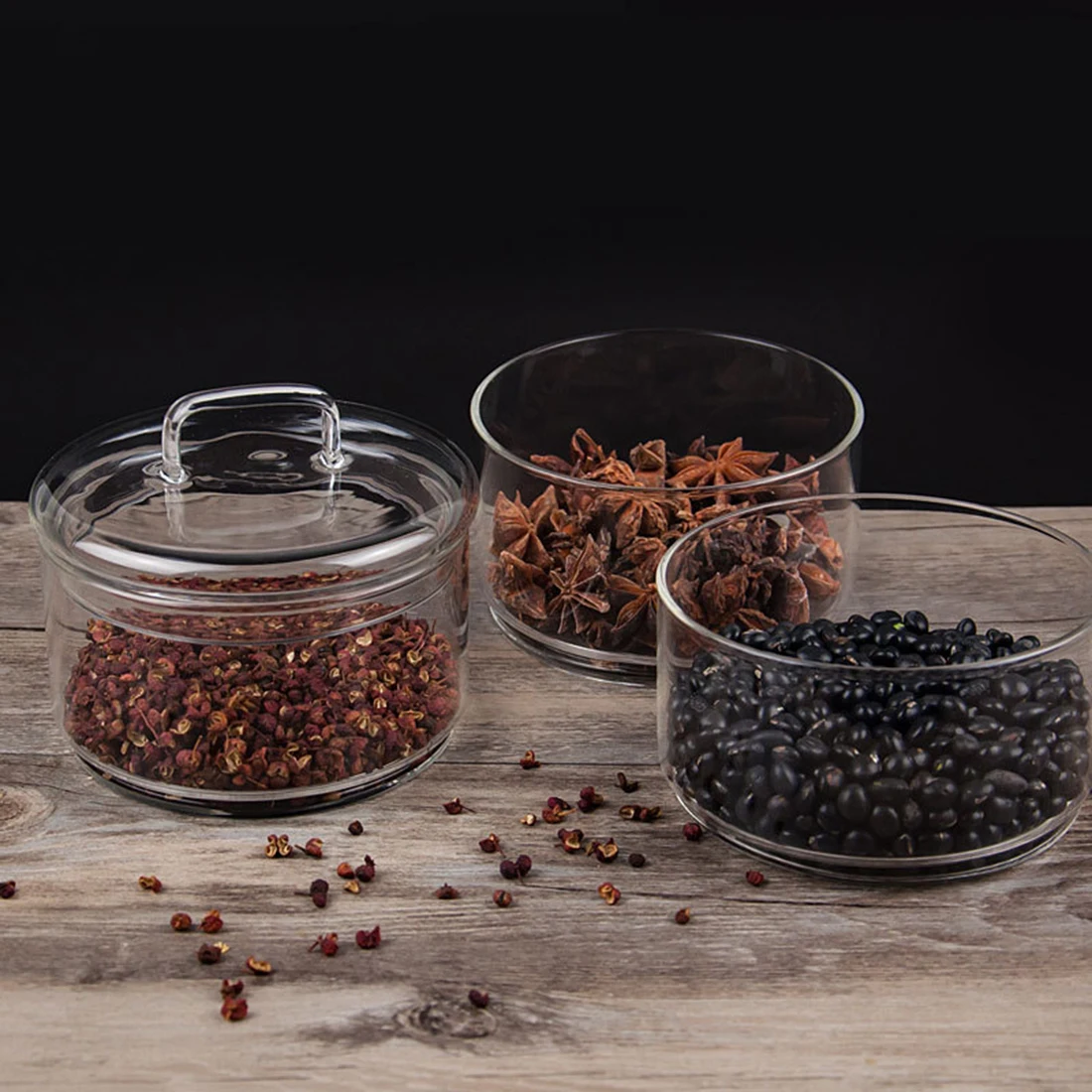 Multilayer Stackable Glass Bottle Jar Canister Transparent Storage Container with Two Canister and One Lid 5