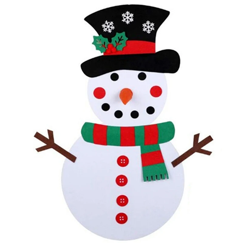 DIY Felt Christmas Tree Snowman with Ornaments Kids Toys Christmas Party Decoration New Year