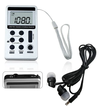 

TTKK 1pc Portable DC 5V Mini Pocket Two Band Radio FM/AM Digital Receiver With Earphone USB Cable