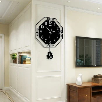 

Large Digital Pendulum Wall Clock 3D Modern Design Large Hanging Watch Metal Pointer Quartz Black and Red Clock Free Shipment
