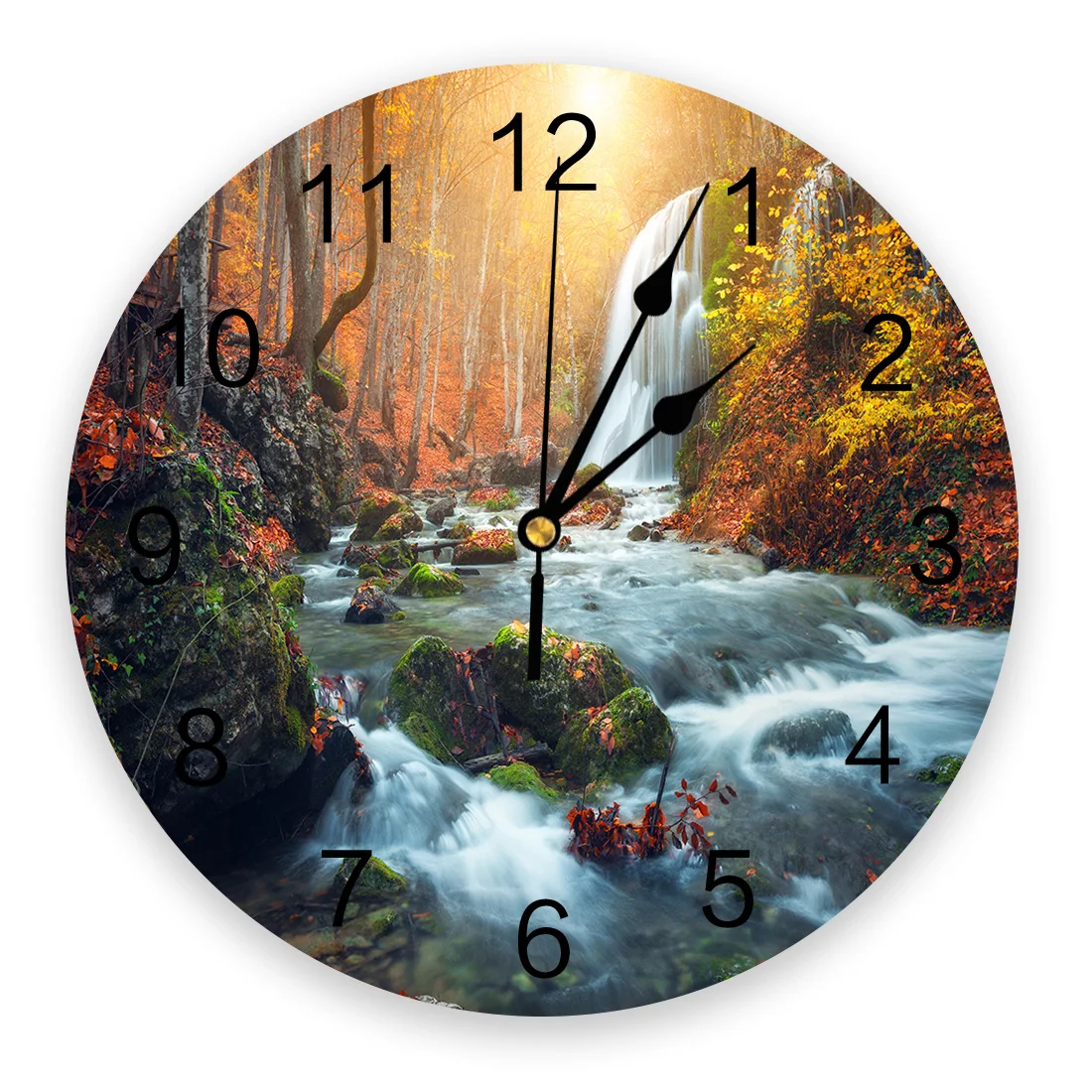 Настенные часы с изображением леса водопада реки современный дизайн украшение