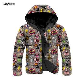 

Men&women Jacket Fish Butterfly Skull Down Coat Loose Oversized Parka Potted onion Bees Down Jacket Winter Hip Hop Neck Pullove